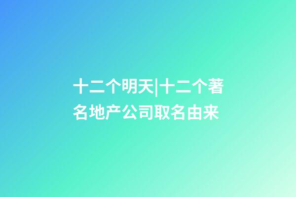 十二个明天|十二个著名地产公司取名由来-第1张-公司起名-玄机派